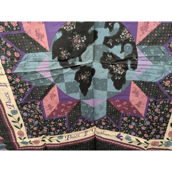 "PEACE IT TOGETHER" PATCHWORK QUILT TOP FABRIC PANEL 1 yd x 44" Peace on Earth - Picture 4 of 5